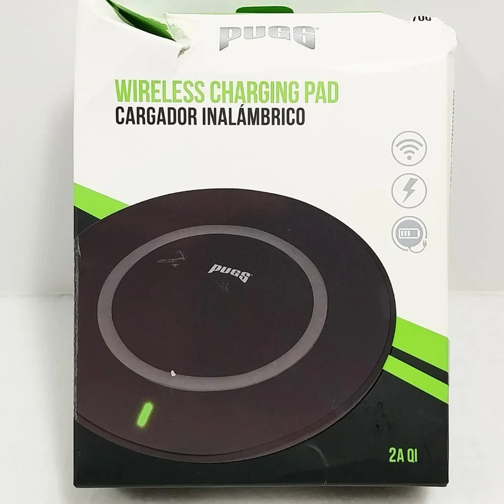 Pugs Wireless Charging Pad 2A Output Black & White New‎ With Box #1332